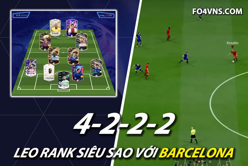Chiến thuật FC Online : Sơ đồ 4222 với team color Barcelona rank siêu sao