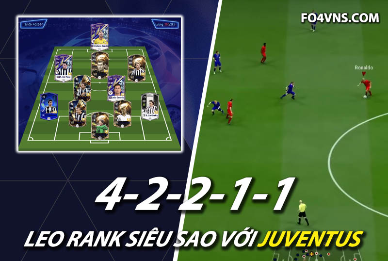 Chiến thuật FC Online : Sơ đồ 42211 với team color Juventus rank siêu sao