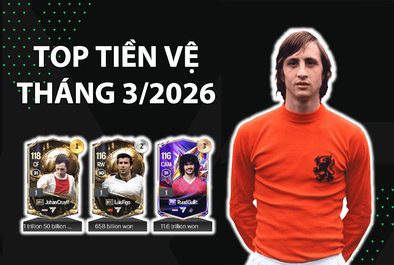 Những cầu thủ được dùng nhiều nhất FC Online tháng 3/2026 vị trí tiền vệ
