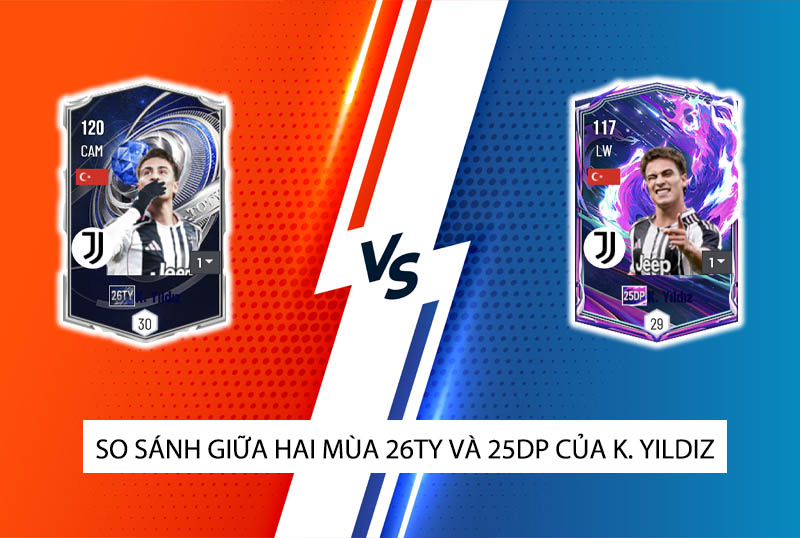 So sánh hai mùa giải 26TY và 25DP của K. Yildiz trong FC Online