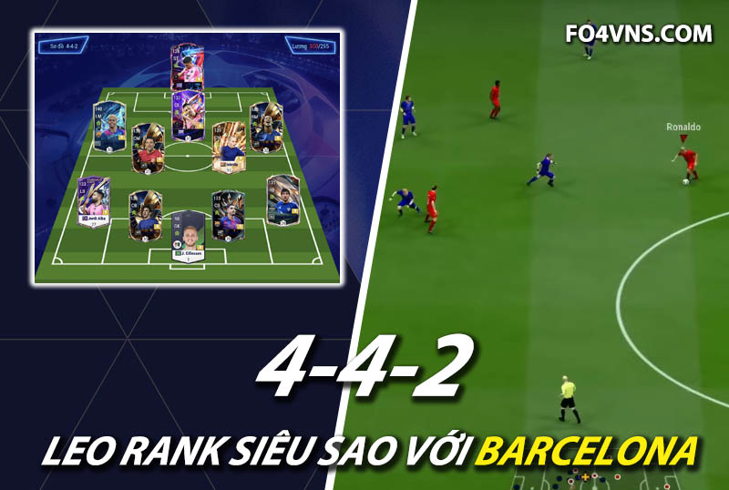 Chiến thuật FC Online : Sơ đồ 442 với team Barcelona rank siêu sao Hàn